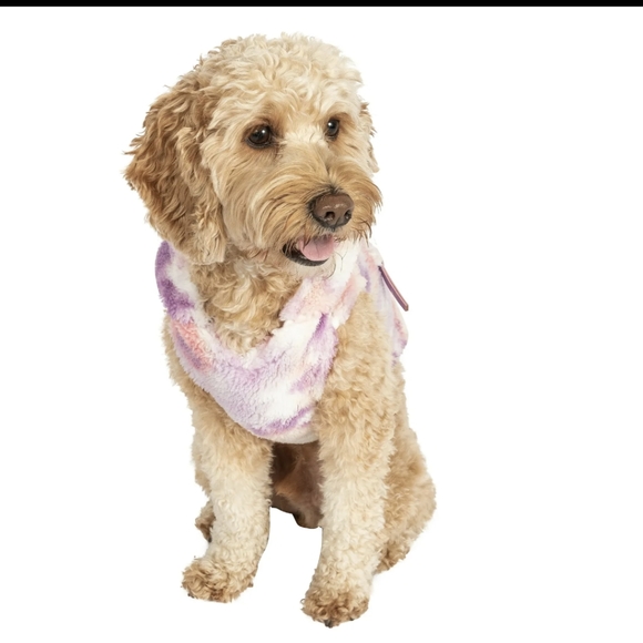 Justice Hoodie for Pets Tie Dye Sherpa Sweater Dog Clothes Zippered Pocket - Picture 2 of 6